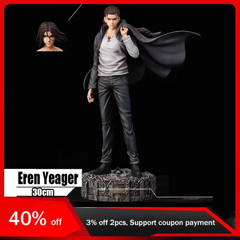 30cm Anime Attack on Titan Figure Eren Jaeger Action Figure Double-headed Figurine PVC Statue Model Dolls Boys Gifts Toy Collect