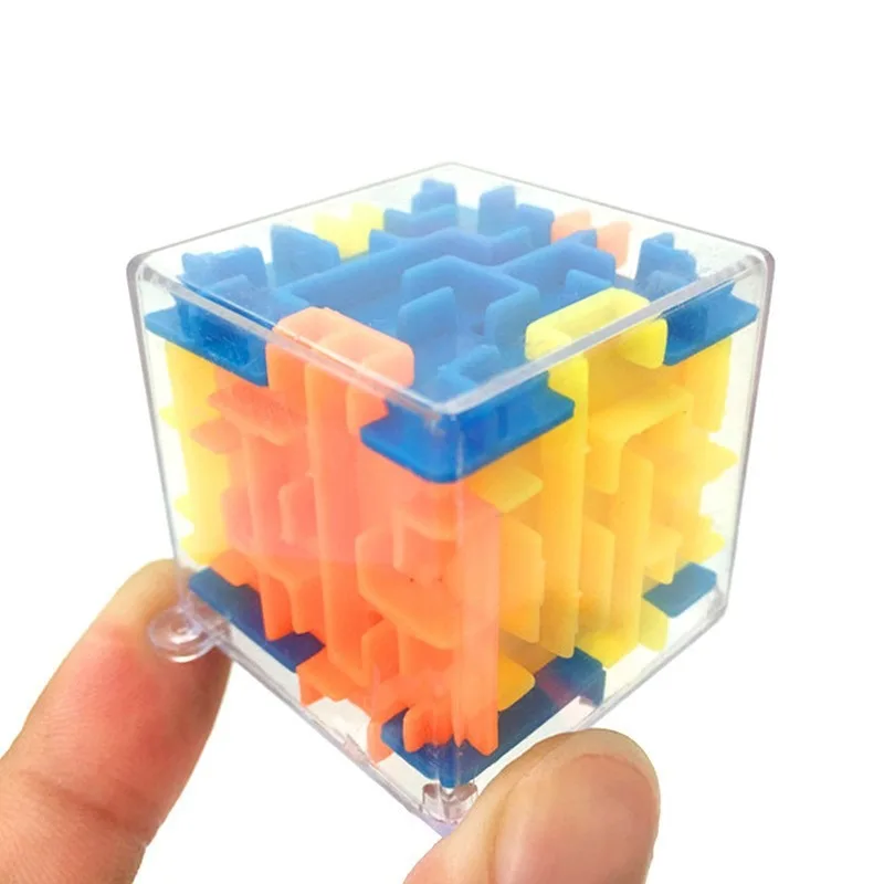 Mini labirinto 3D cubo magico puzzle trasparente a sei facce cubo di velocità cubi a sfera rotolante labirinto giocattoli per bambini giocattoli antistress