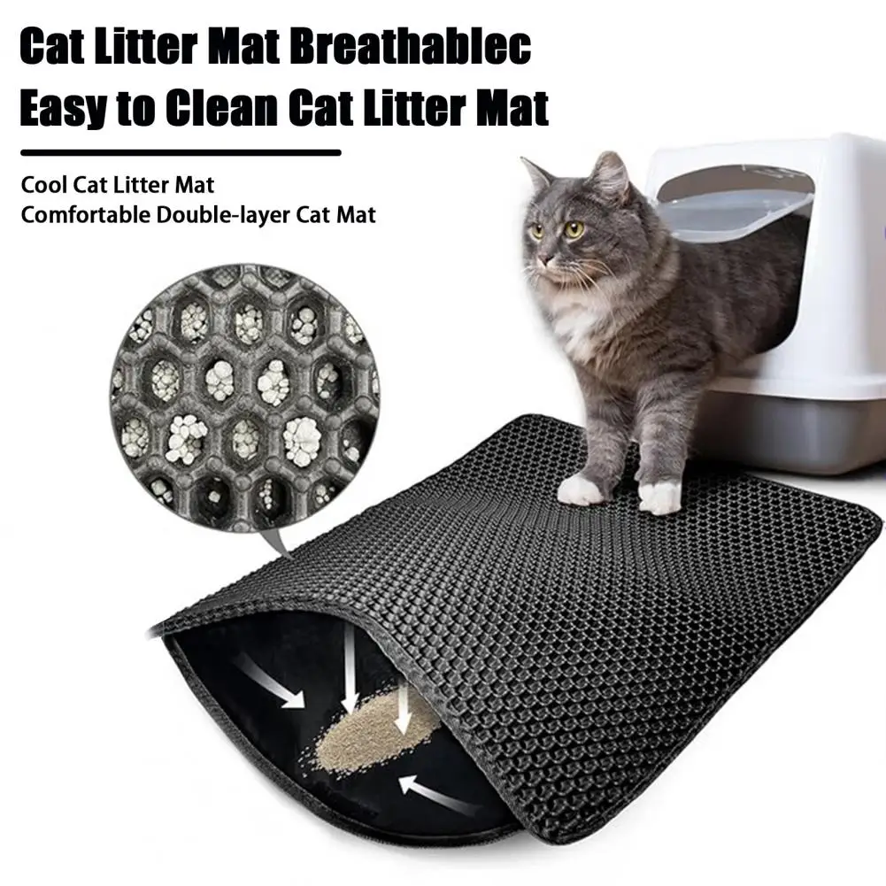 Summer Cat Litter Mat Double Layer Cat Litter Mat with Waterproof Design for Easy Self Litter Box Hassle-free Pet Care Solution