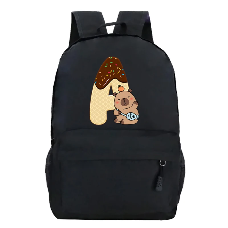 Capybara Alphabet Girls Student Backpack Bags Backpack Cute Aesthetic Bookbag Capybara Alphabet Sports Leisure Bagpack