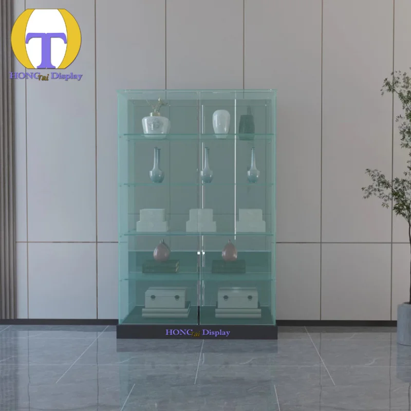 custom.LED Strip Lights Showcase Frameless Glass Counter