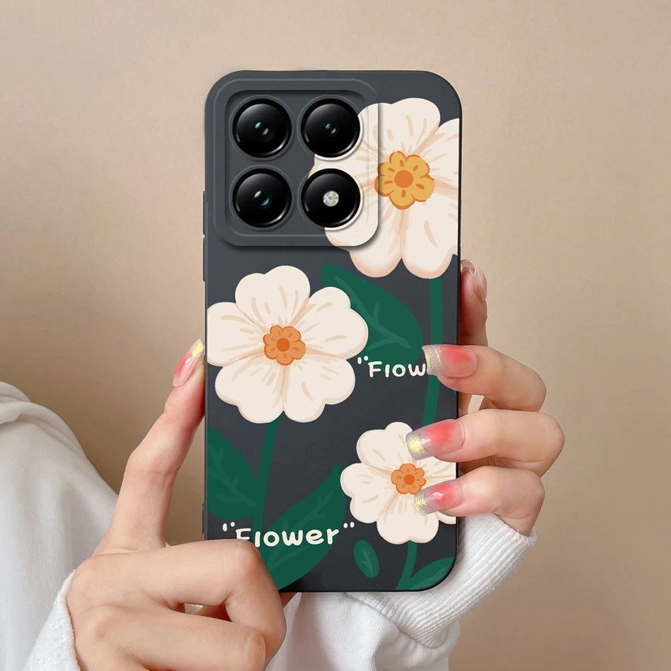 Case For Xiaomi 14T Pro Flower Plant Full Coverage Anti Slip Soft Liquid Silicone Bumper For Mi 14 T 14TPro High Quality Housing