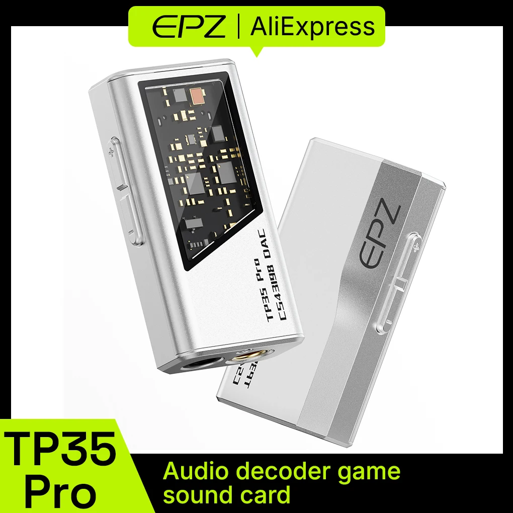 EPZ TP35 PRO DAC Dongle Dual CS43198 Decoder Amp 32Bit/384kHz PEQ Tuning 3.5mm+4.4mm Output Portable HiFi Gaming Audio Adapter