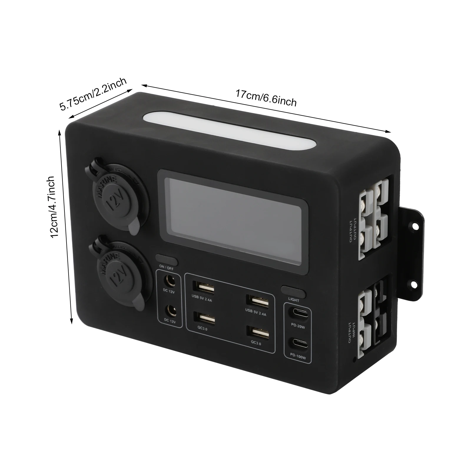 Power Box with USB DC12V PD Outlets RV Mini Power Distribution Box Multifunctional