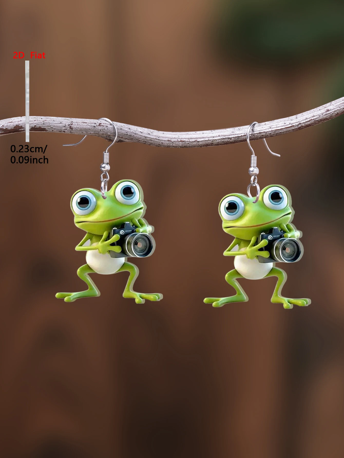 1 Pair of 2D Flat-1Pair Photography Frog Pattern Acrylic Pendant Drop Earrings, Elegant and Simple Style Jewelry Earrings for Women Suitable for Daily Wear and Vacation Wear