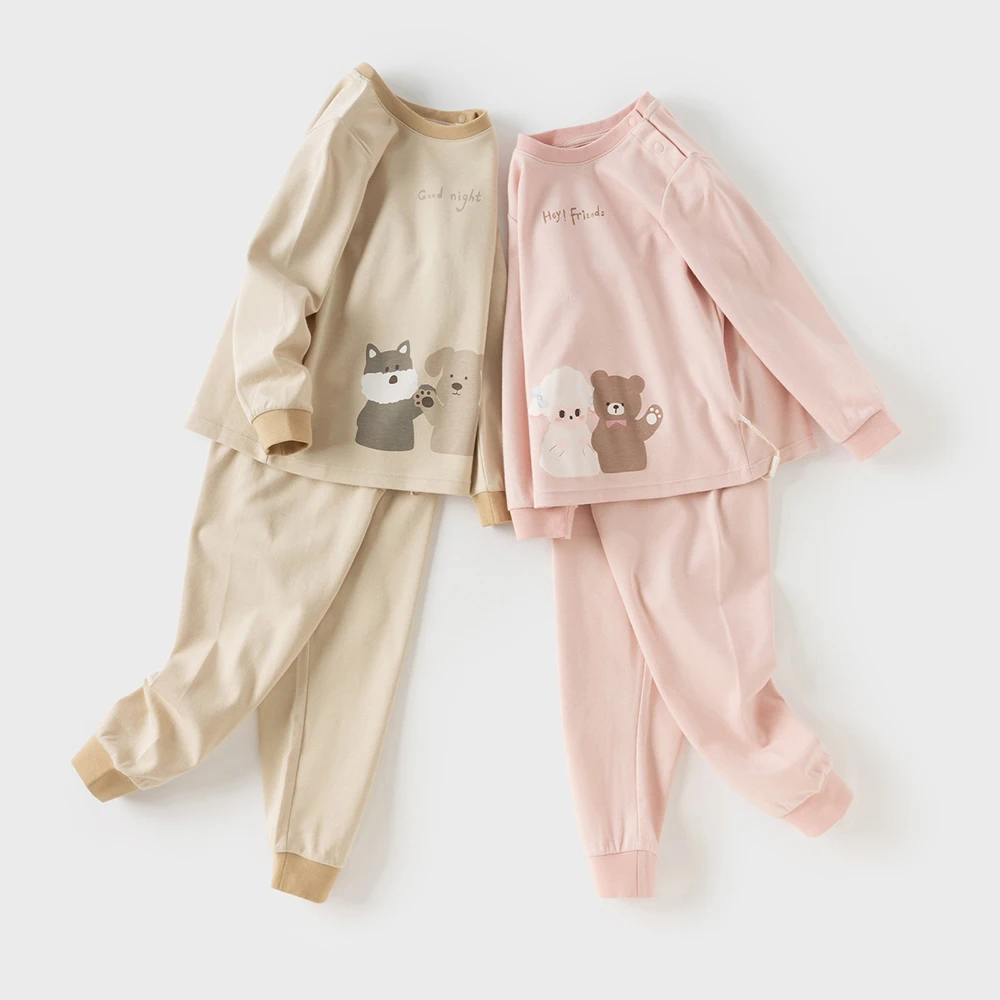 Dave Bella Girls Baby Pajama Set Autumn Winter Children's Comfortable Fashion Cute Sweet Cartoon Indoor Set Warm DB4253010