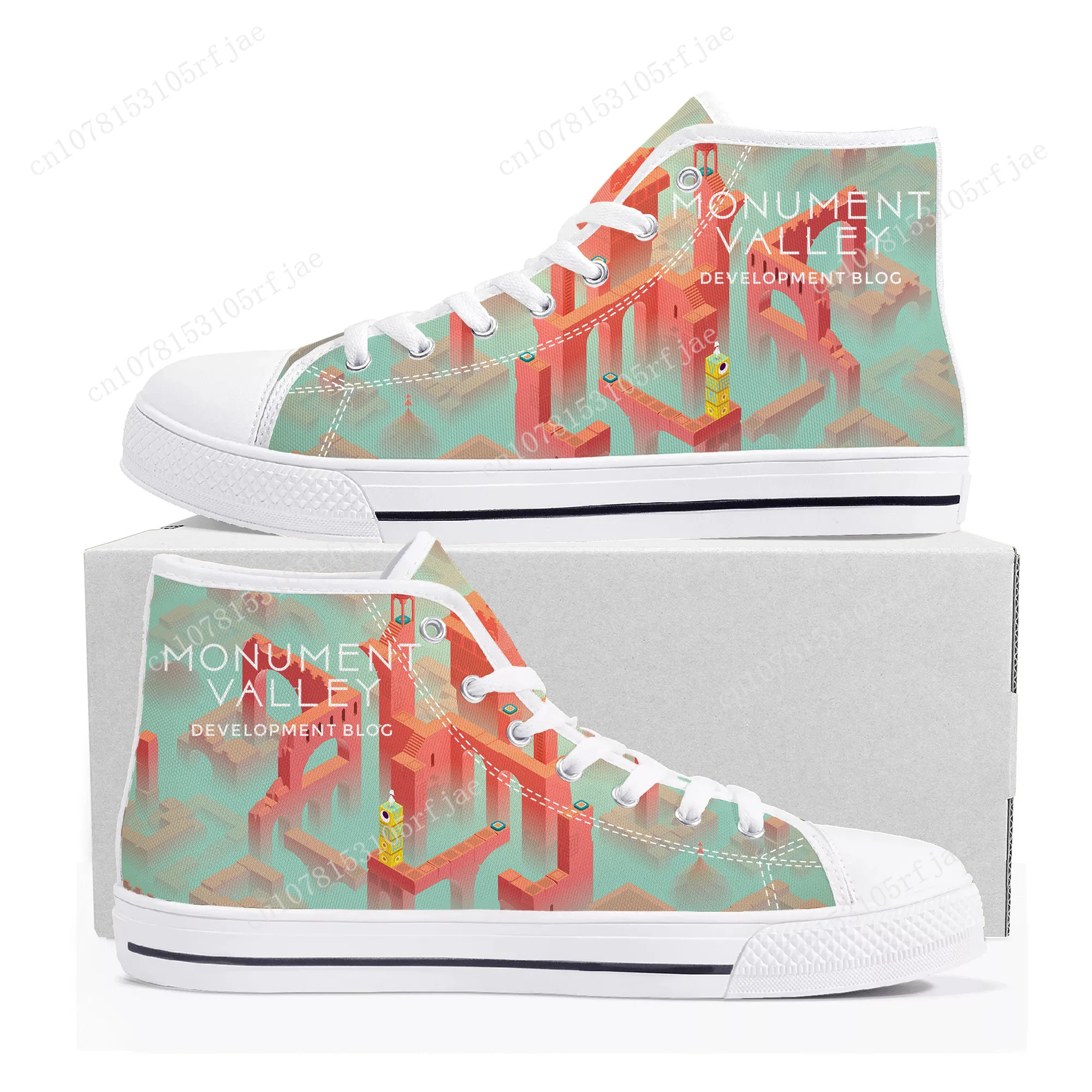 Monument Valley High Top Sneakers Hot Cartoon Game Mens Womens Teenager High Quality Canvas Shoes Casual Tailor Made Sneaker