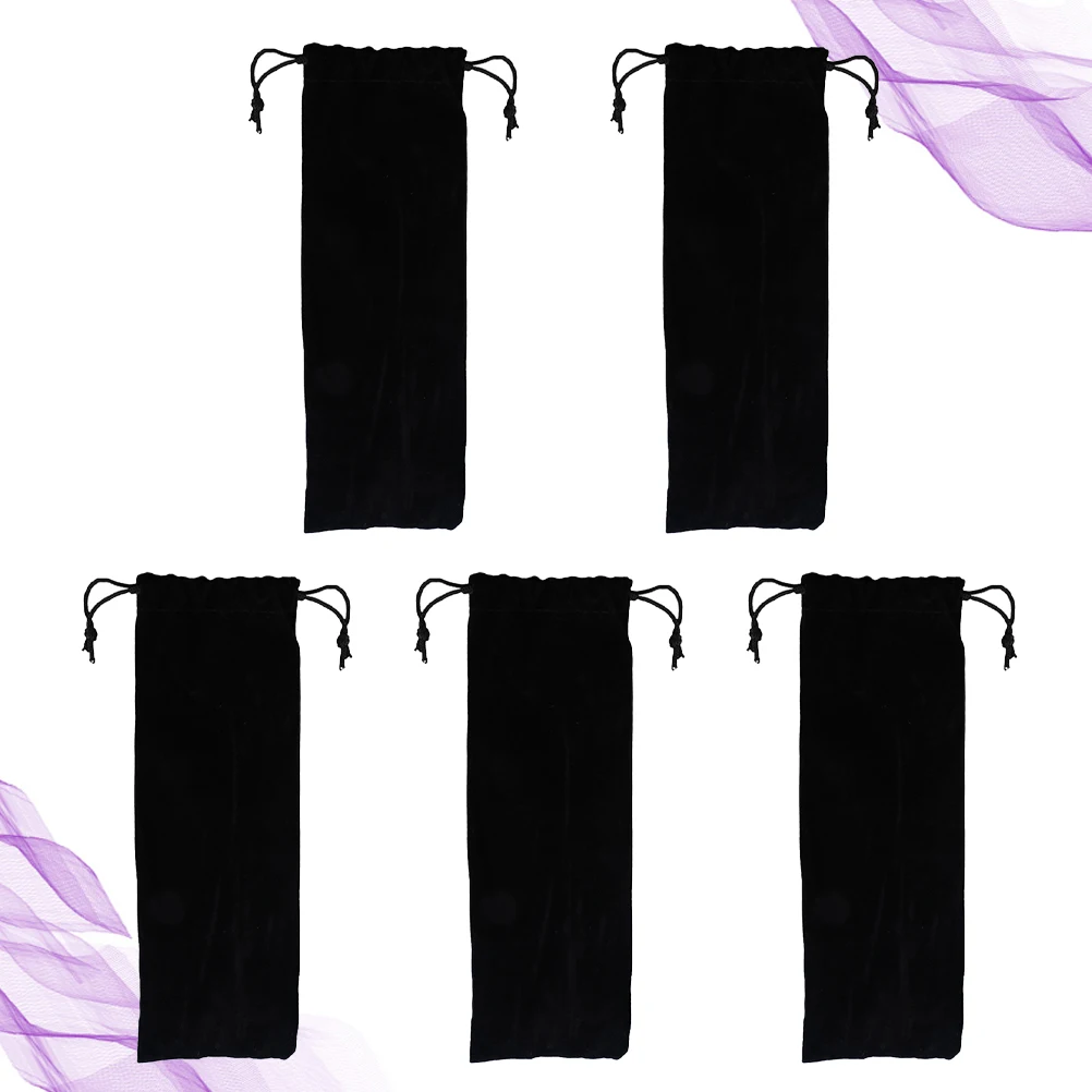

5 PCS Straw Storage Bag Holder Straws Black Pouch for black Drink Carrying Case Bags