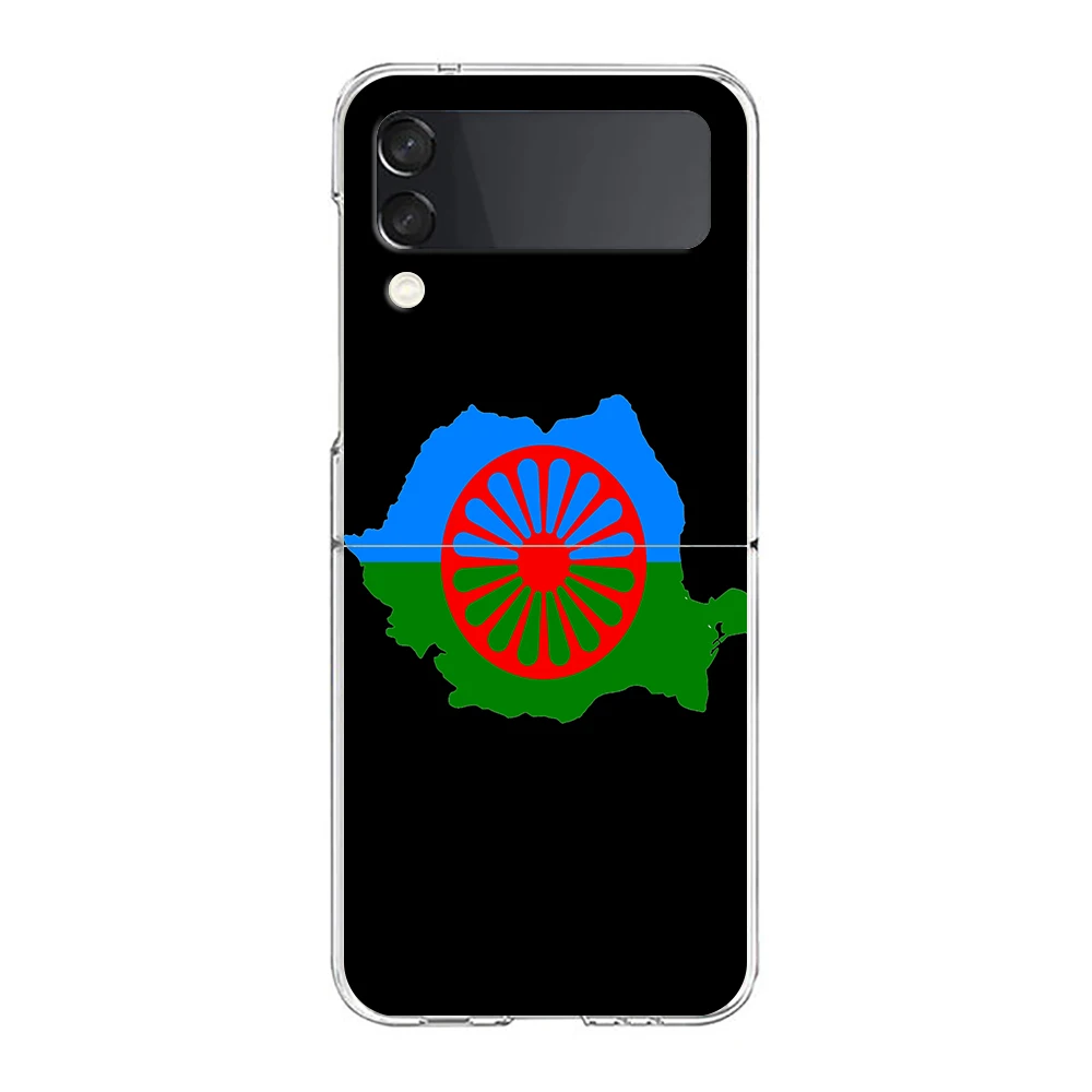 Gypsy Romani Roma Flag ZFlip5 ZFlip3 Phone Case For Samsung Z Flip 3 5G Transparent Hard Shell Z Flip 4 Galaxy Cover Folding