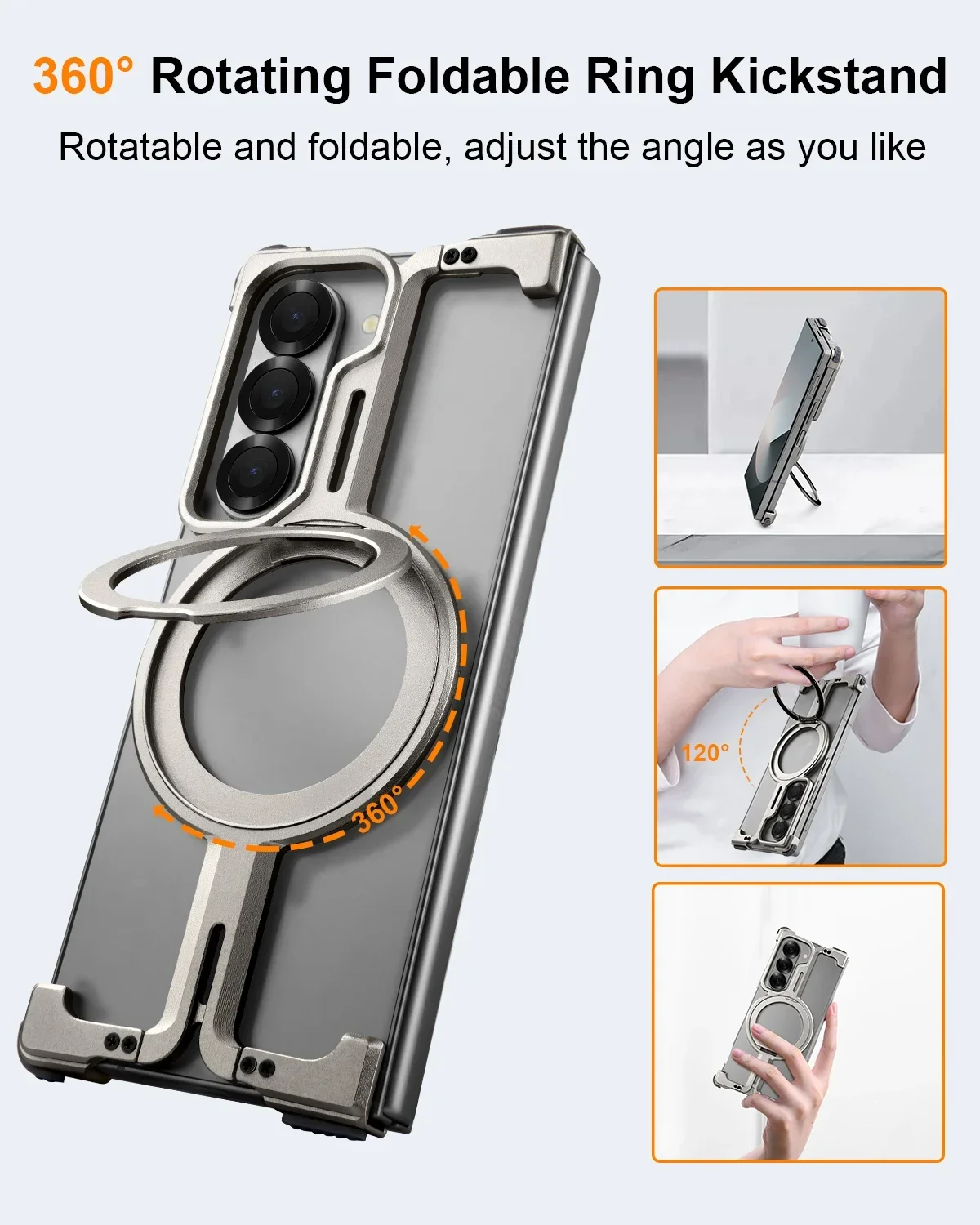 Oatsbasf dla Samsung Galaxy Z Fold 8 Ultra 7 6 5 Metalowe etui na telefon z pierścieniem Magsafe, bezramkowe minimalistyczne etui ochronne — zdjęcie produktu 4