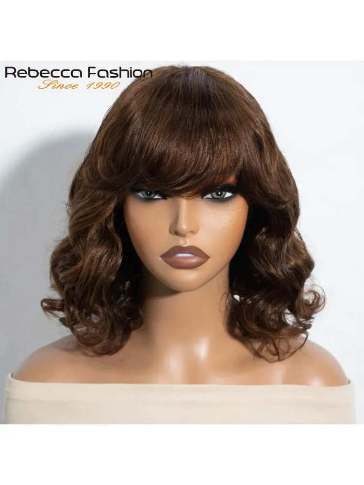 Kurze Body Wave Bob Echthaar-Perücken Natürliche Remy Brasilianische Haarperücken Mit Pony Ombre Farbe Loose Wave Perücke 100% Echthaar-Perücke