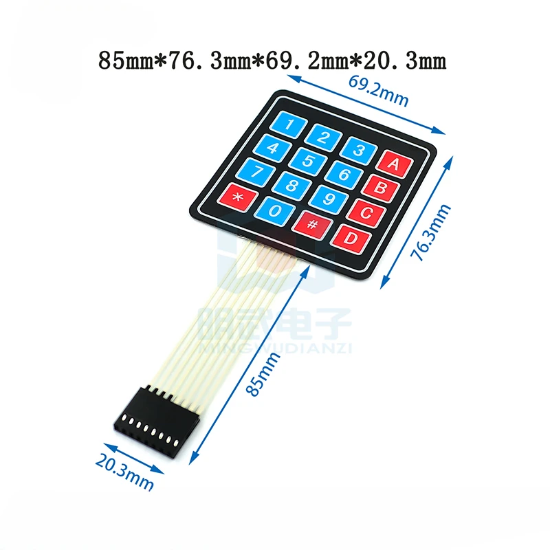 Tombol besar 4*4/1*4/3*4/4*5 Keyboard matriks MCU Keyboard ekspansi eksternal Keyboard membran