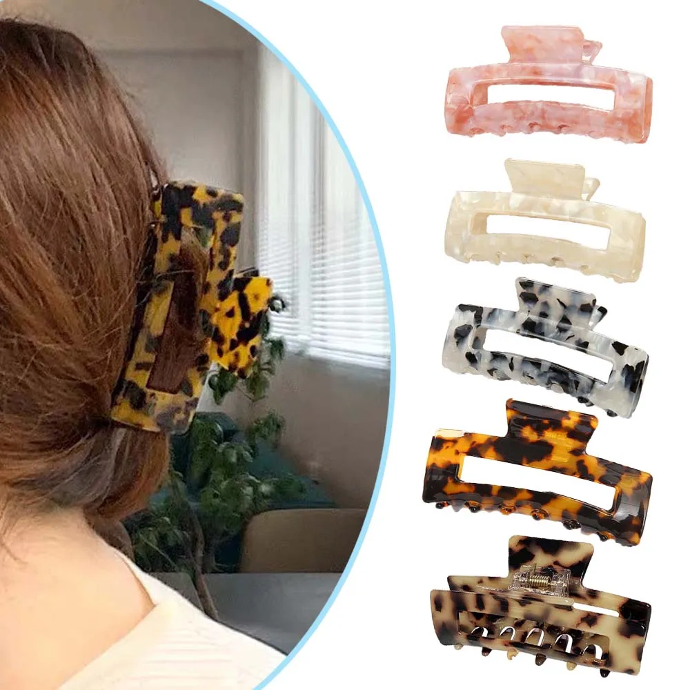 Retro Girls Leopard Korean Acrylic Hairdress Hair Claws Bath Clips Crab Clips