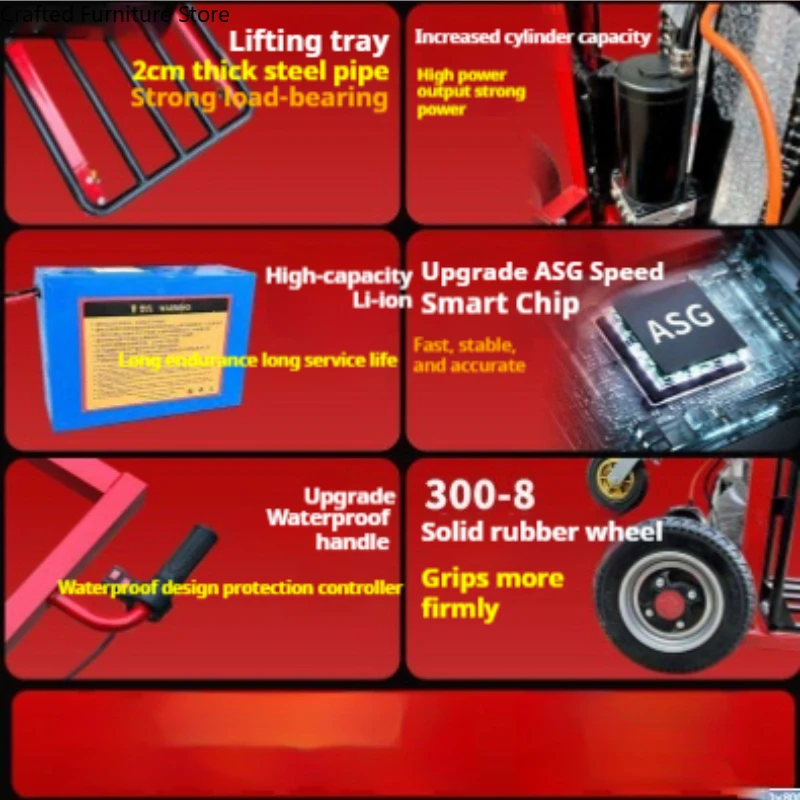 Fully Electric Forklift Truck Height-adjustable Forklift Truck Portable Unit Commercial Furniture Carrello Elevatore ZY60CC