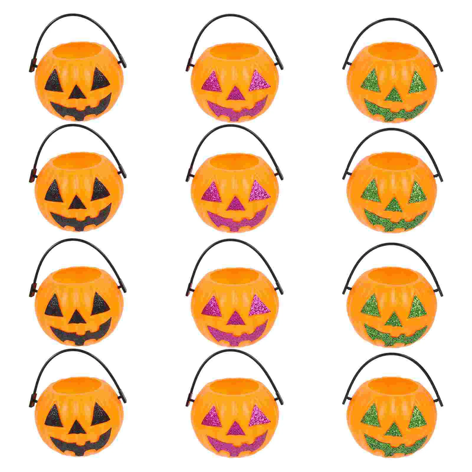 

12 Pcs Pumpkin Candy Bucket Halloween Party Favor Holder Buckets with Handles Lantern Pp Props Holders