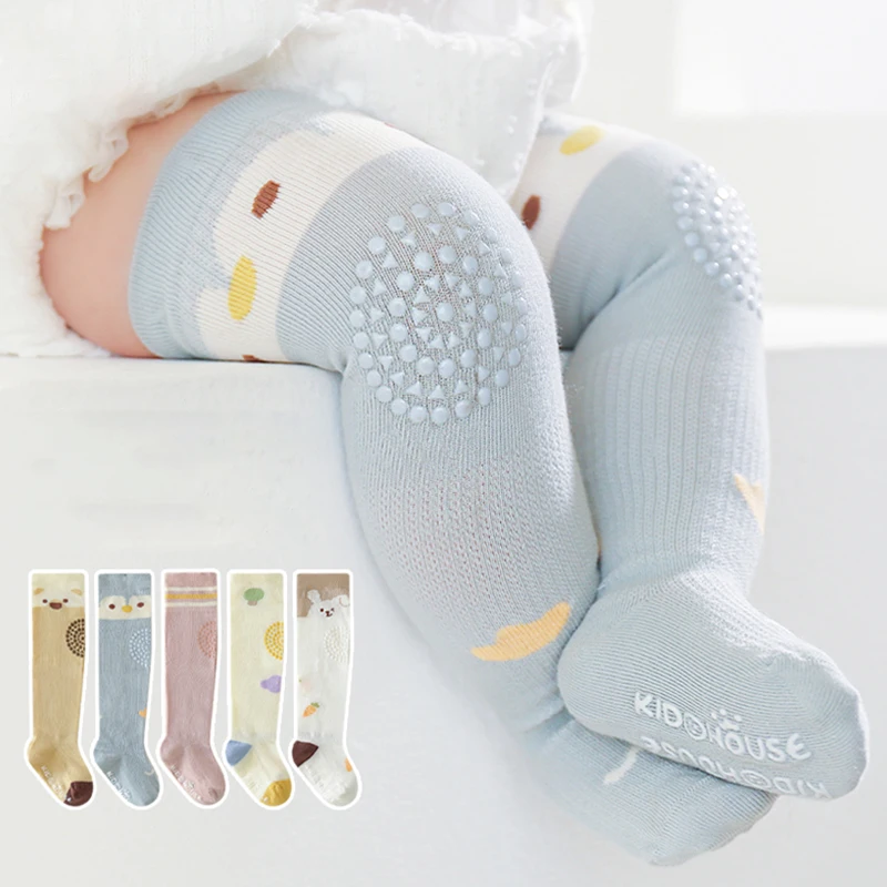 Baby Crawling Socks Summer Boneless Combed Cotton Over The Knee Socks Boys And Girls Cartoon Cute Pattern Breathable Mesh Socks