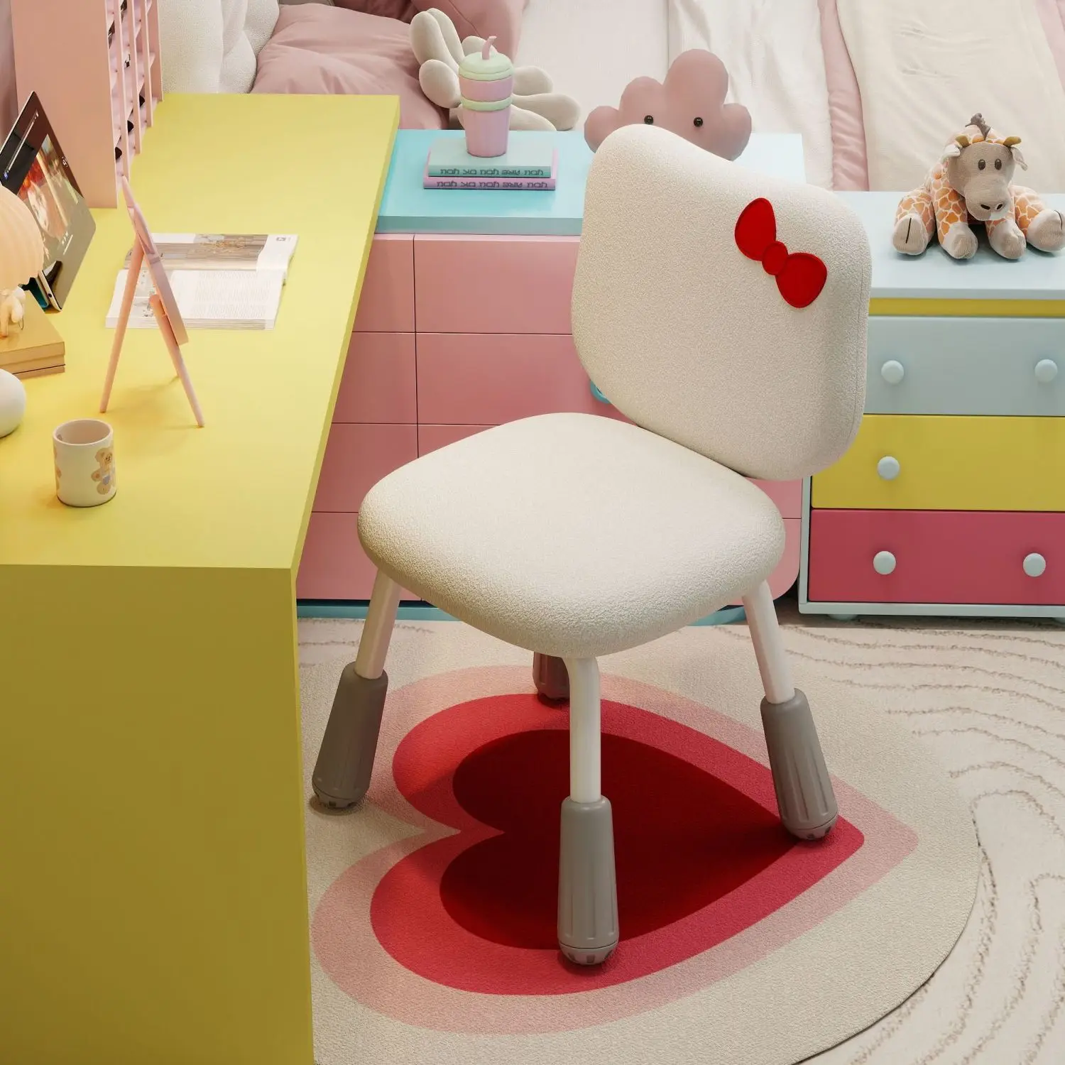 Rotating Lift Bedroom Backrest Chair Net Celebrity Desk Chair Dressing Stool Girls Dormitory Computer Chair Comfortable Makeup