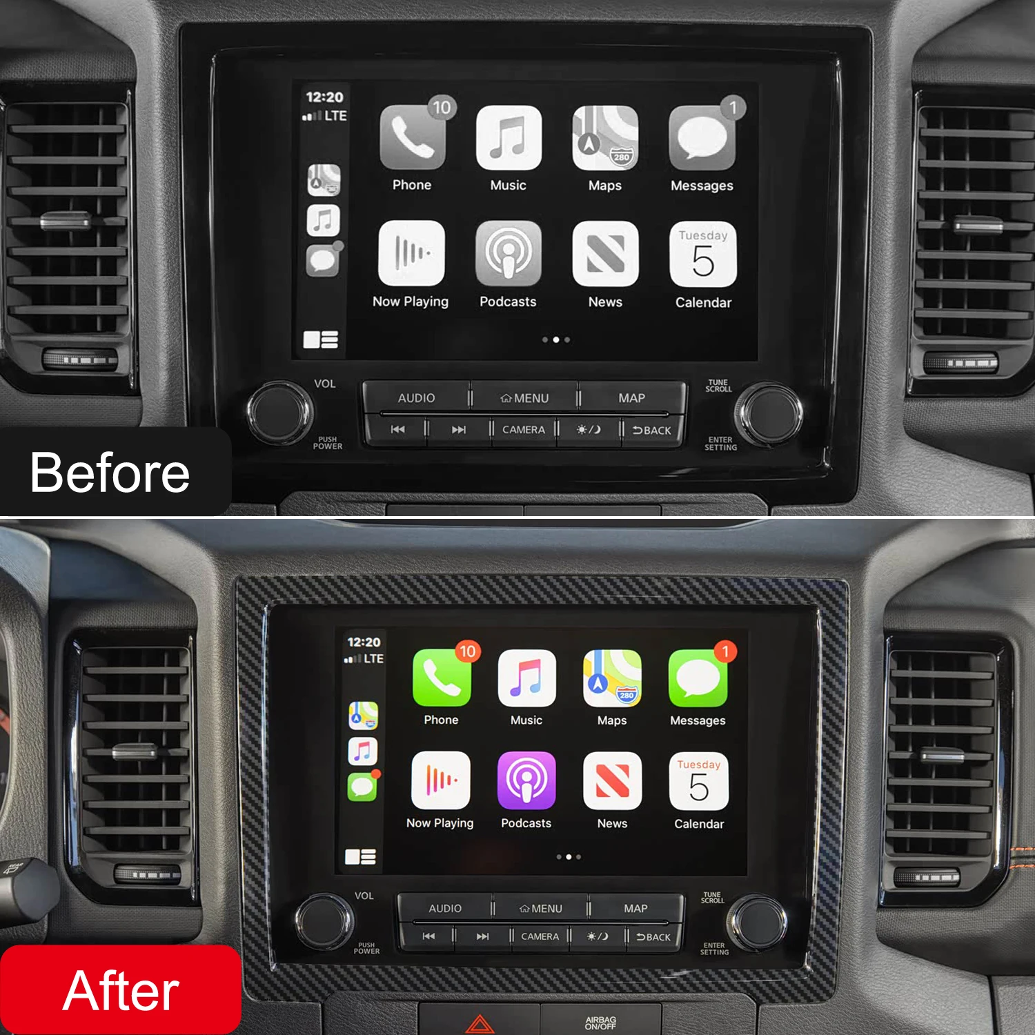 

for Nissan Frontier D41 2022-2024 ABS Carbon Fiber Center Control Navigation Panel Cover Trim Car Interior Styling Decoration