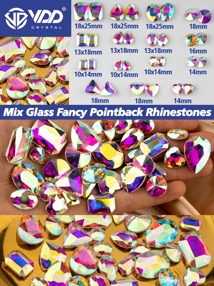 VDD 30/60 Stück Gemischte Formen Glas Fancy Pointback Strass Kristall Glitzer Glänzende Steine Nagelkunst Zubehör DIY Basteldekoration – Detail 1