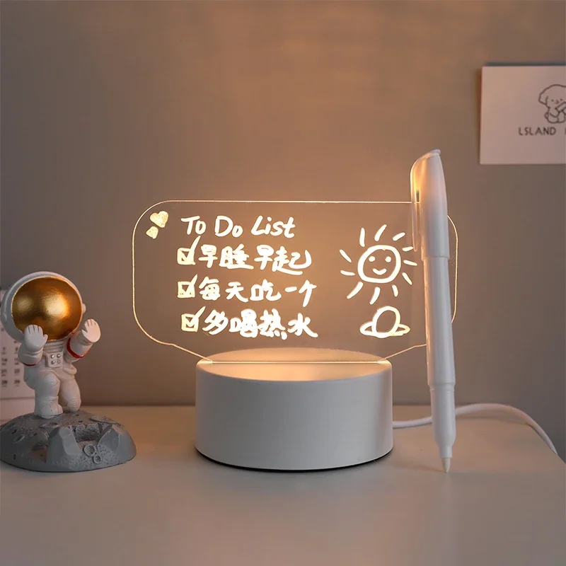 Rewritable Night Light with Message Board Girl Bedroom Sleep Light Cute Soft Light Desk Lamp Room Decor Desktop Ornaments Gift