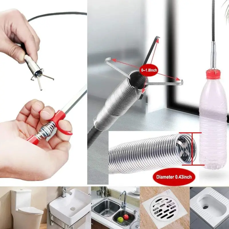 The drain pipe blockage removal tool is flexible and can grab the garbage hair in the drain pipe, sink and toilet hose.