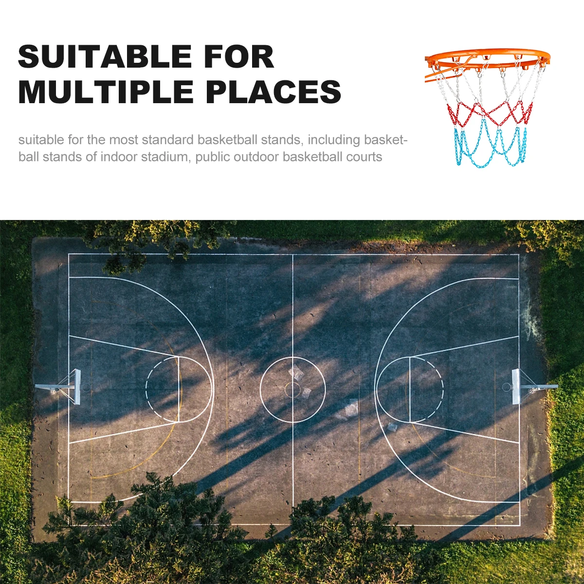 

Heavy Duty Basketball Net Metal Manganese Steel Chain Galvanized Weather Resistant Outdoor Zinc Plated Strong for Indoor