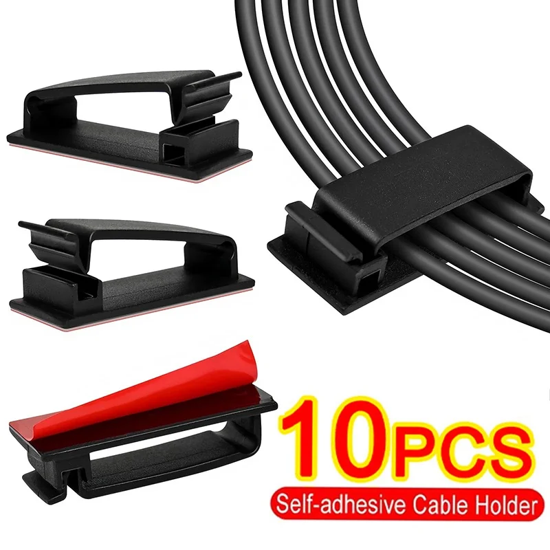 10Pcs Self Adhesive USB Cable Organizer For Desktop Wire Storage Harness Clamp Management Buckle Home Office Table Accessories