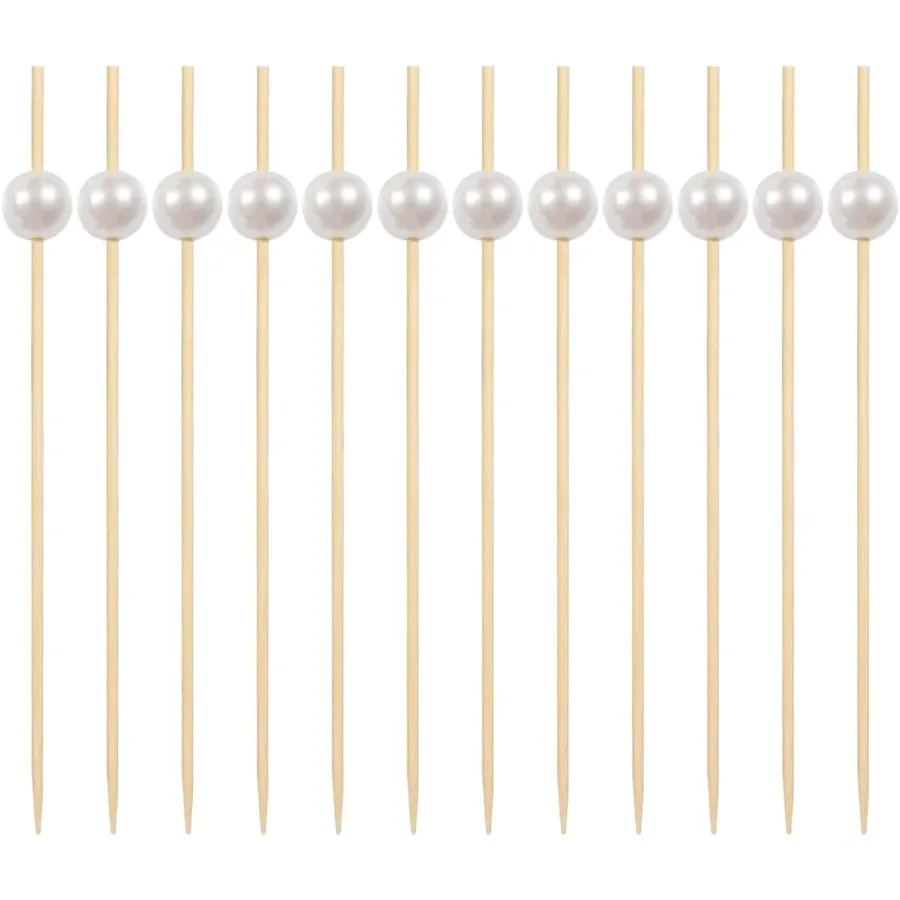

200pcs Cocktail Picks 4.7 Inch Bamboo Toothpicks for Appetizers tural Bamboo Pearl Coctail ewers Sticks or Drinks Fruit Charcut