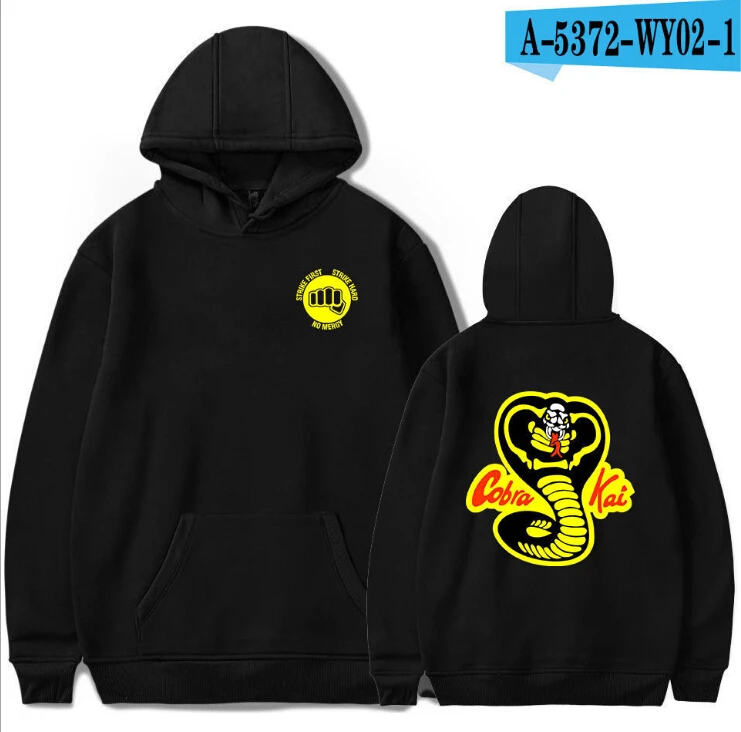 New Autumn COBRA KAI Hoodies Sweatshirts Men Women Harajuku Hip Hop Hooded Casual COBRA KAI boys girls pullover Black Streetwear