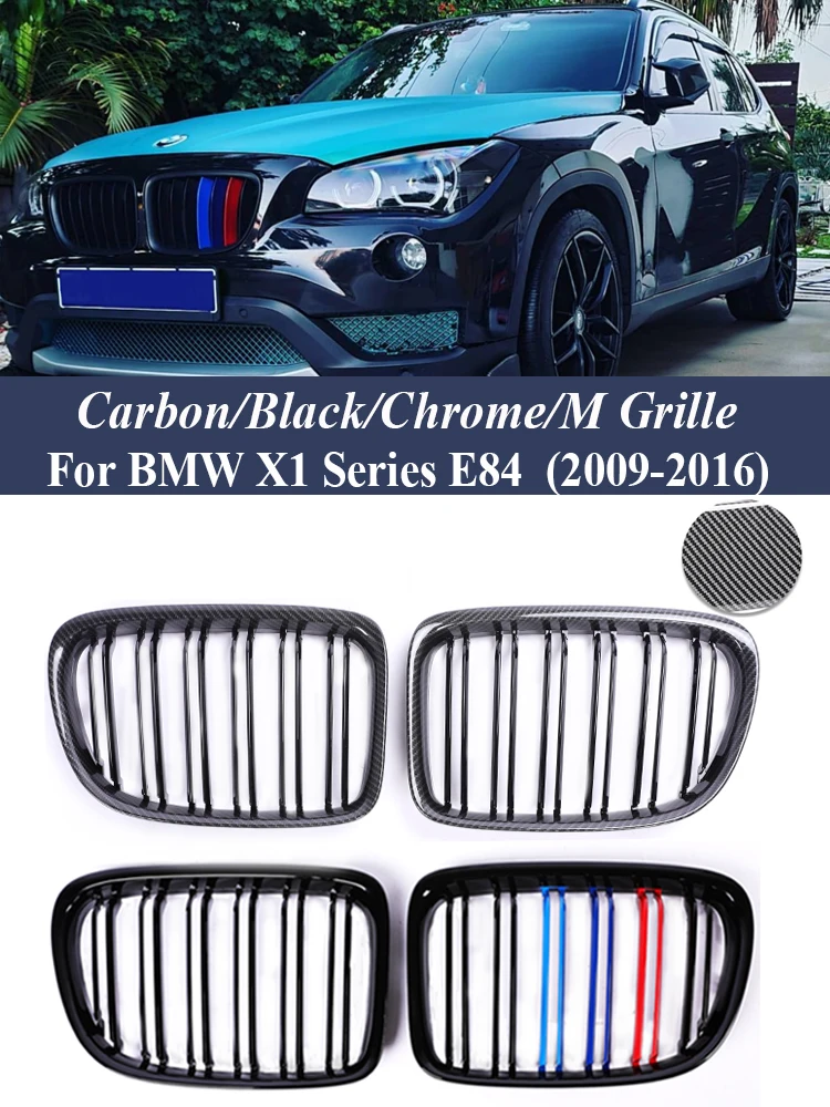 

Front Bumper Kidney M Color Racing Grille Cover Refiting Facelift Grill Gloss Black Replcement Parts For BMW X1 E84 2009-2016