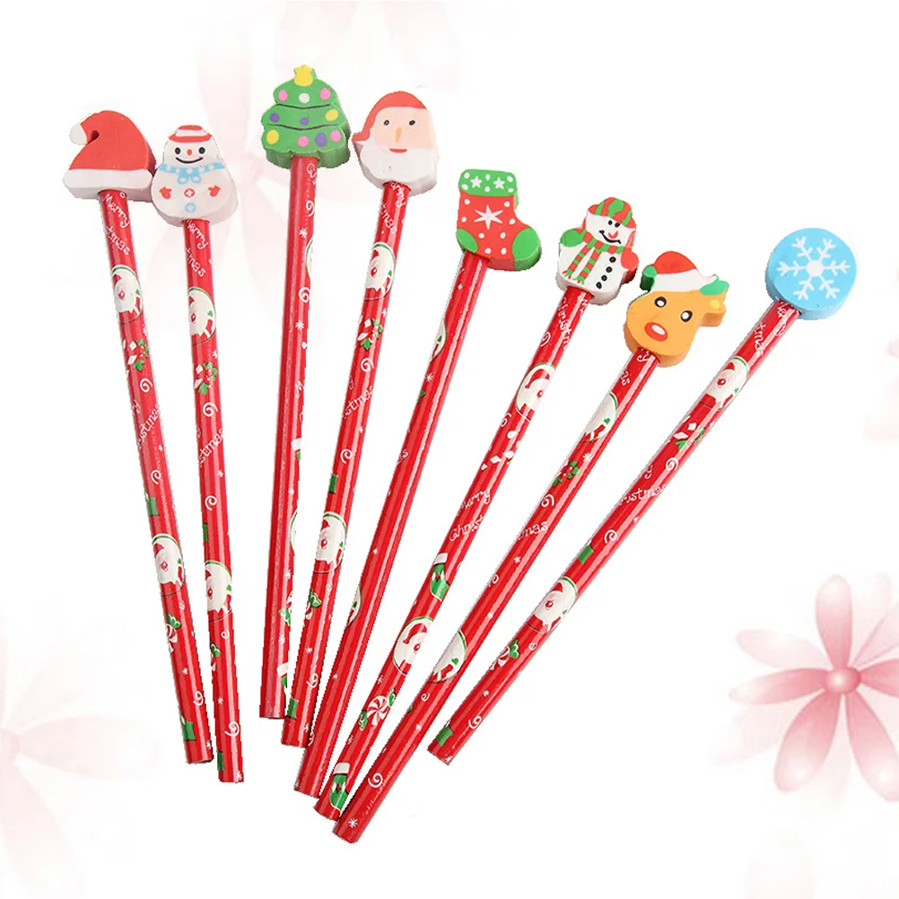 

12pcs Christmas Pencil with Eraser Cartoon Stationary Pencils for Kids Students Random Style cartoon pencil