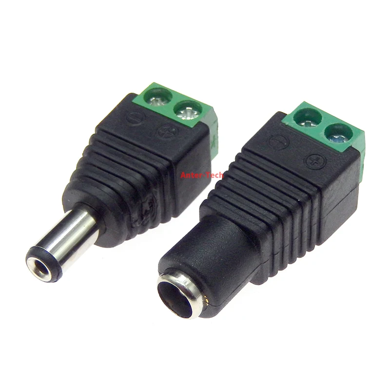 1PCS 2.1mm x 5.5mm Female DC power plug Female plug jack adapter connector Male plug socket Green 2.5mm x 5.5mm