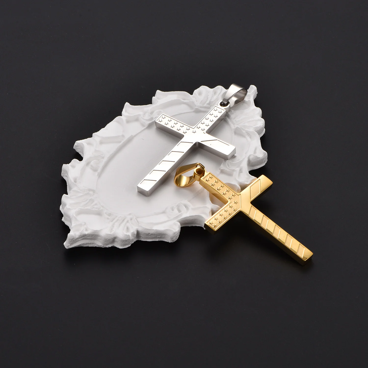 Hip-Hop Amerikanische Flagge Kreuz Edelstahl-Anhänger Religiöser Sterne-Streifen-Flaggen-Charm Hip-Hop-Ketten-Schmuck Geschenke – Detail 4