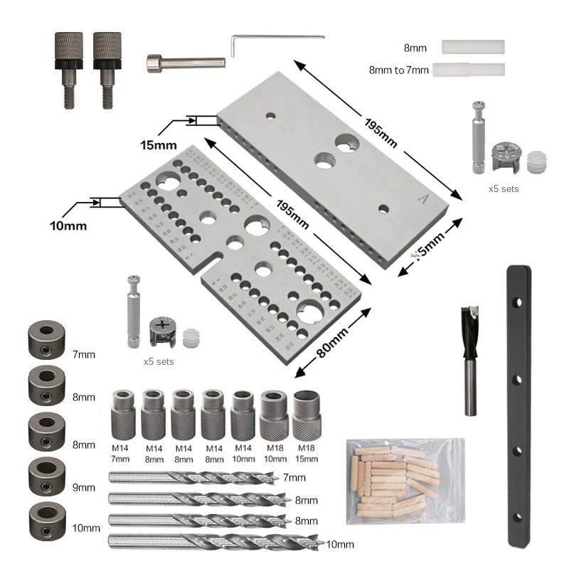 

Three in one drilling locator woodworking cabinet drawer hole opener log tenon connector drilling bit tool