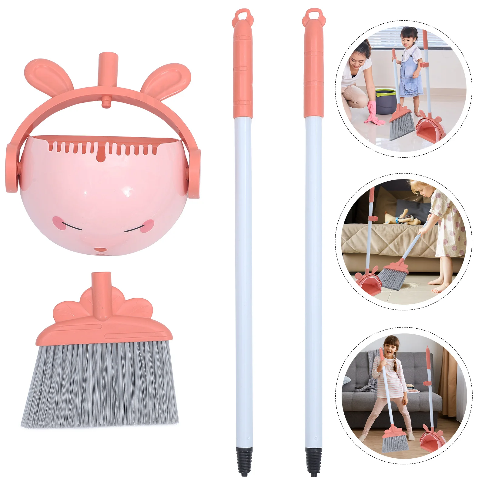 1Set Duurzame Kinderbezem en Stoffer Set Glad Oppervlak Cartoon Ontwerp Kinderen Schoonmaken Tool Stoffer en Borstel Set
