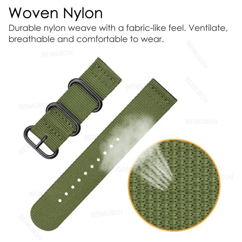 Nylon Watch Band Waterproof Ballistic Nylon One- Military Watch Straps for Men & Women Choice of Color & Width 18mm, 20mm, 22mm