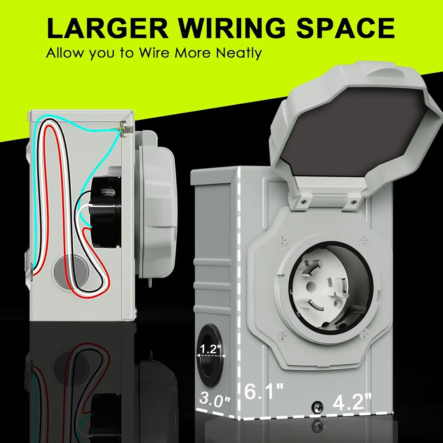 50 Amp Generator Cord 25FT and Power Inlet Box, NEMA 14-50P Male to SS2-50R 125/250V Twist Lock Connector EV Parts