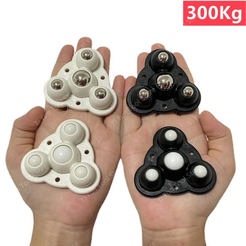 New 4Pcs Self Adhesive Type Mute Ball Universal Wheel 300Kg 4 Beads Furniture Casters Wheels Stainless Steel Wheel 360° Rotation