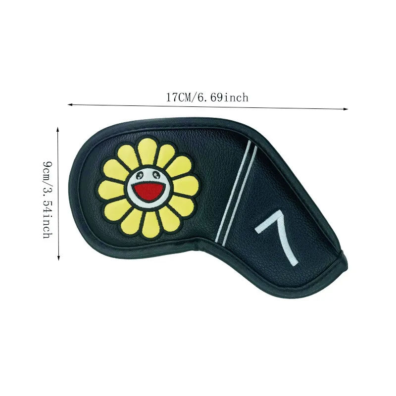 Lucky sunflower Golf Iron Cover Cover Irons Club PU Leather Golf Head Cover Golf Accessories 10 Piece Set