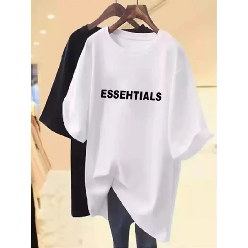 

Women Letter Printed T-shirt Summer Loose Casual O-neck Pure Cotton Short Sleeve Pullover M-6XL Basics Comfortable Top Tees