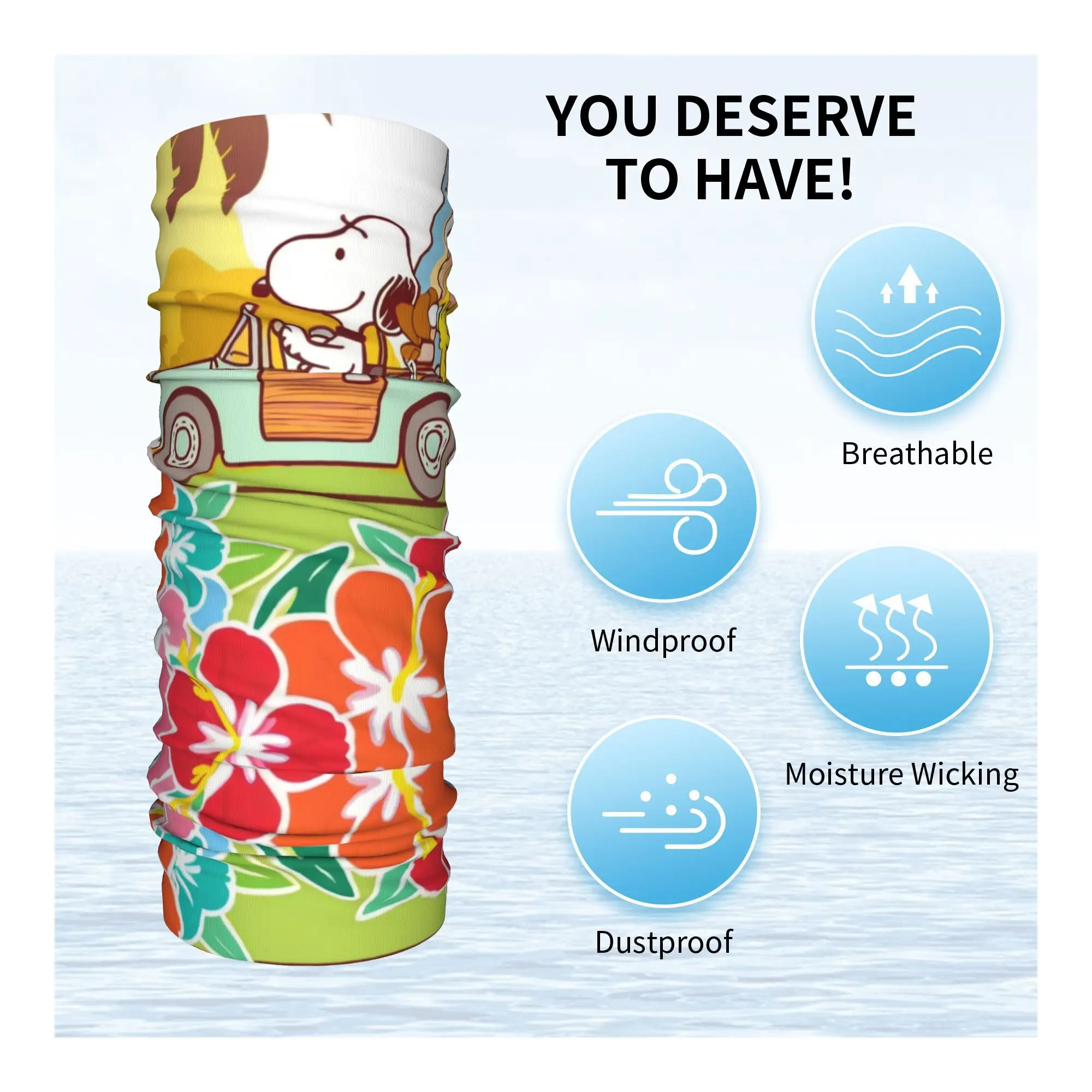 Peanuts S-Snoopys Bandana Neck Gaiter UV Protection Face Scarf Cover Simple Cartoon Fashion Printed Headband Tube Balaclava