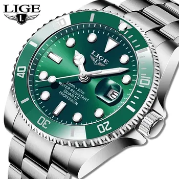 LIGE top brand luxury fashion diver watch men 30ATM waterproof date time sports watches men&#x27;s quartz wristwatch Relogio Masculino