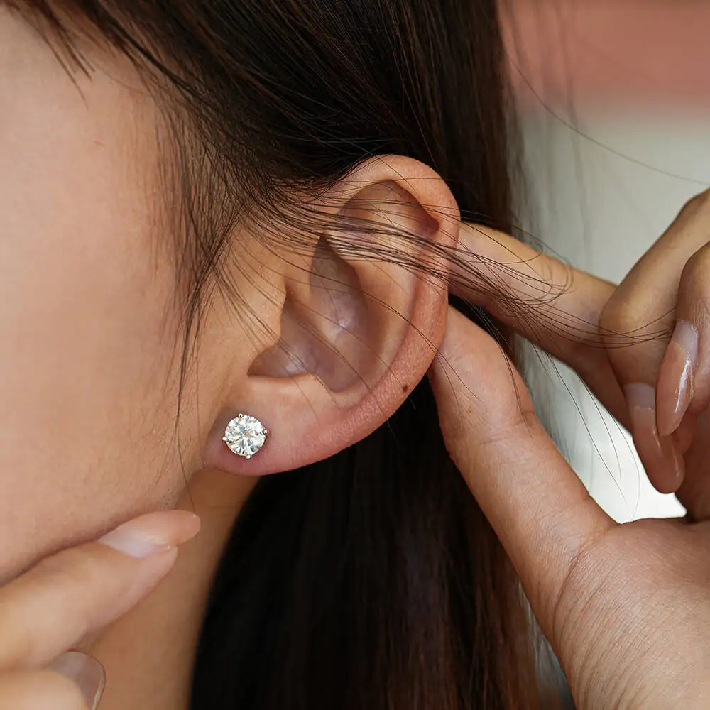 TY 2.0ct مويسانيتي أقراط للنساء مختبر نمت ضياء الأذن ترصيع فضة غرامة مجوهرات هدية S925 فضة أقراط