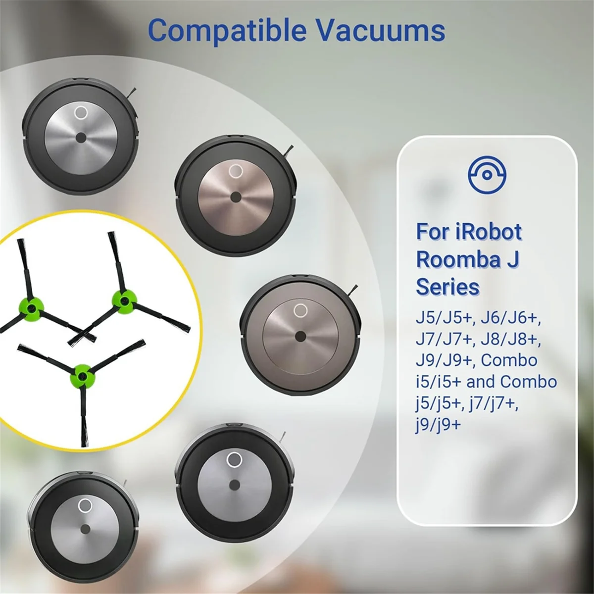 Side Brush for IRobot Roomba J&Combo Series J5/J5+ J6/J6+ J7/J7+ J8/J8+ J9/J9+ Vacuum Attachment Edge Sweeping Brush