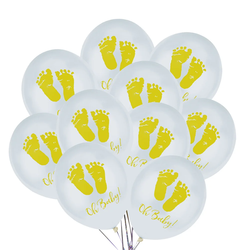 

10 Pcs Balloons Baby Footprint Decorative Balloons Birthday Decorations Non Toxic Footprint Balloon Kit For Party Shower Wedding