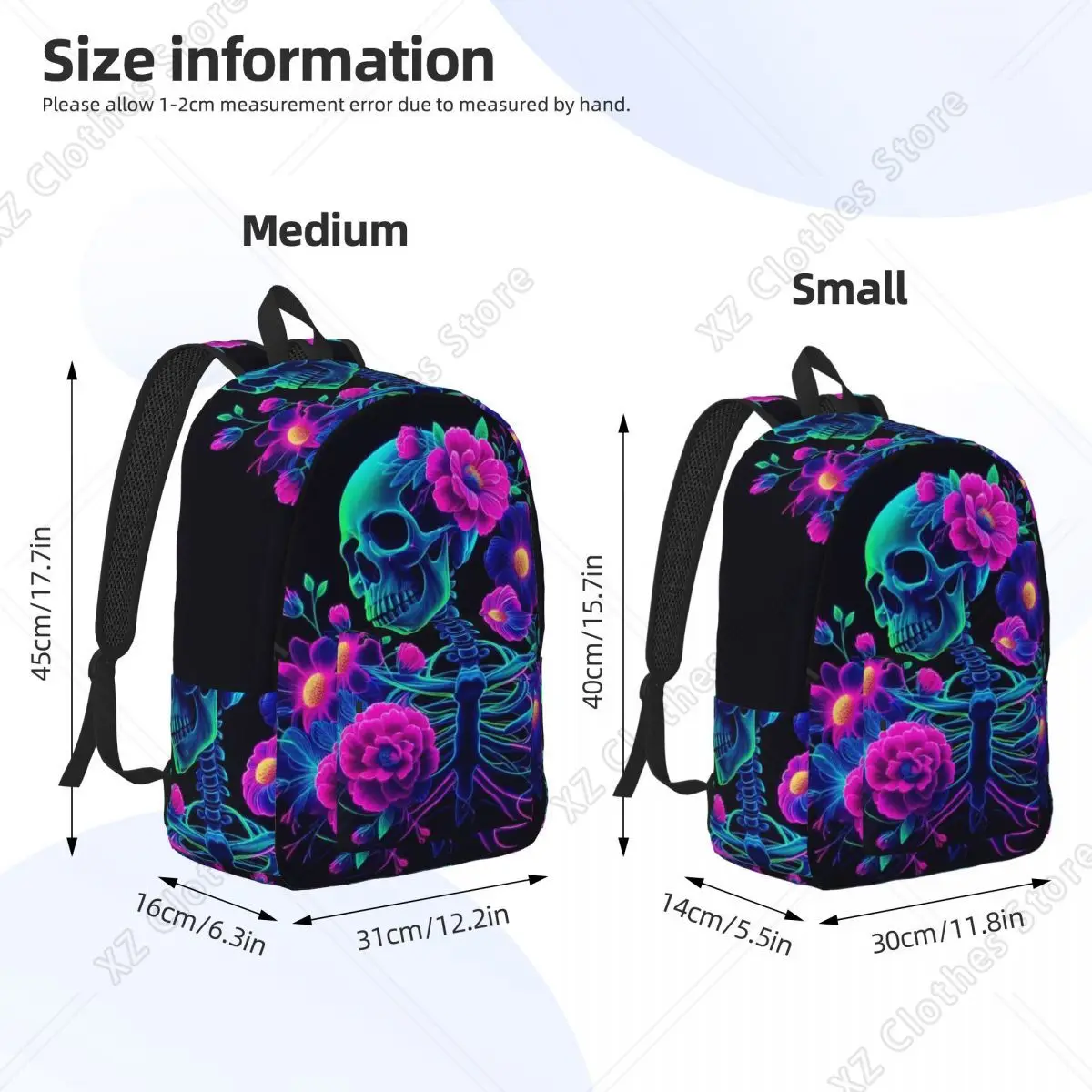 Anatomy Skeletal Renaissance Floral Beauty Backpack Daypack Large Capacity BookBag School Bag Shoulder Bags for Men Women
