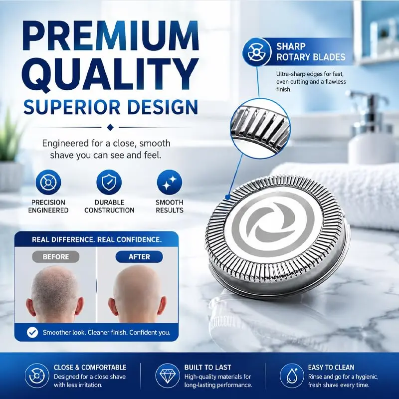 HS740/40 Compatible Head Shaver Replacement for Philips Norelco Pro 5000/7000/9000 Sharp Cut Gentle on Skin