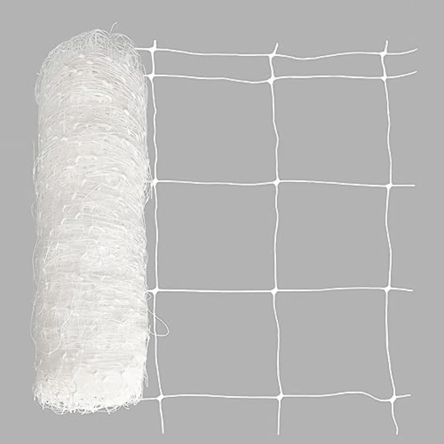 

Сетка для подвязки растений 79''x328' с ячейками 6 дюймов, сверхпрочная пластиковая белая садовая сетка для выращивания высокоурожайных томатов, гороха, вьющихся растений