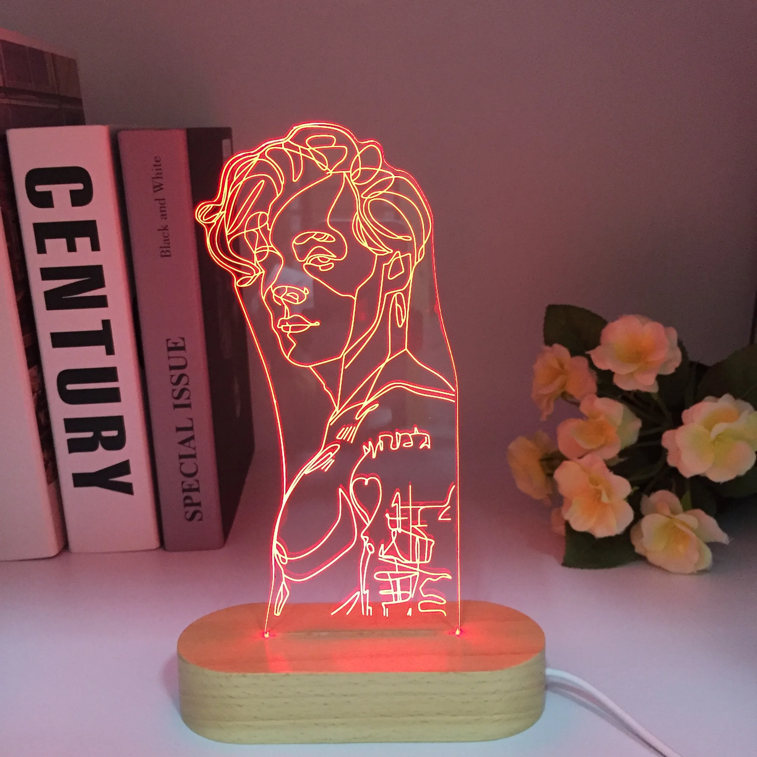 Art Abstract Harry Figure 3D Night Light Touch Projection Style Display Suitable For Gifts Children Room Decoration Wooden Lamp