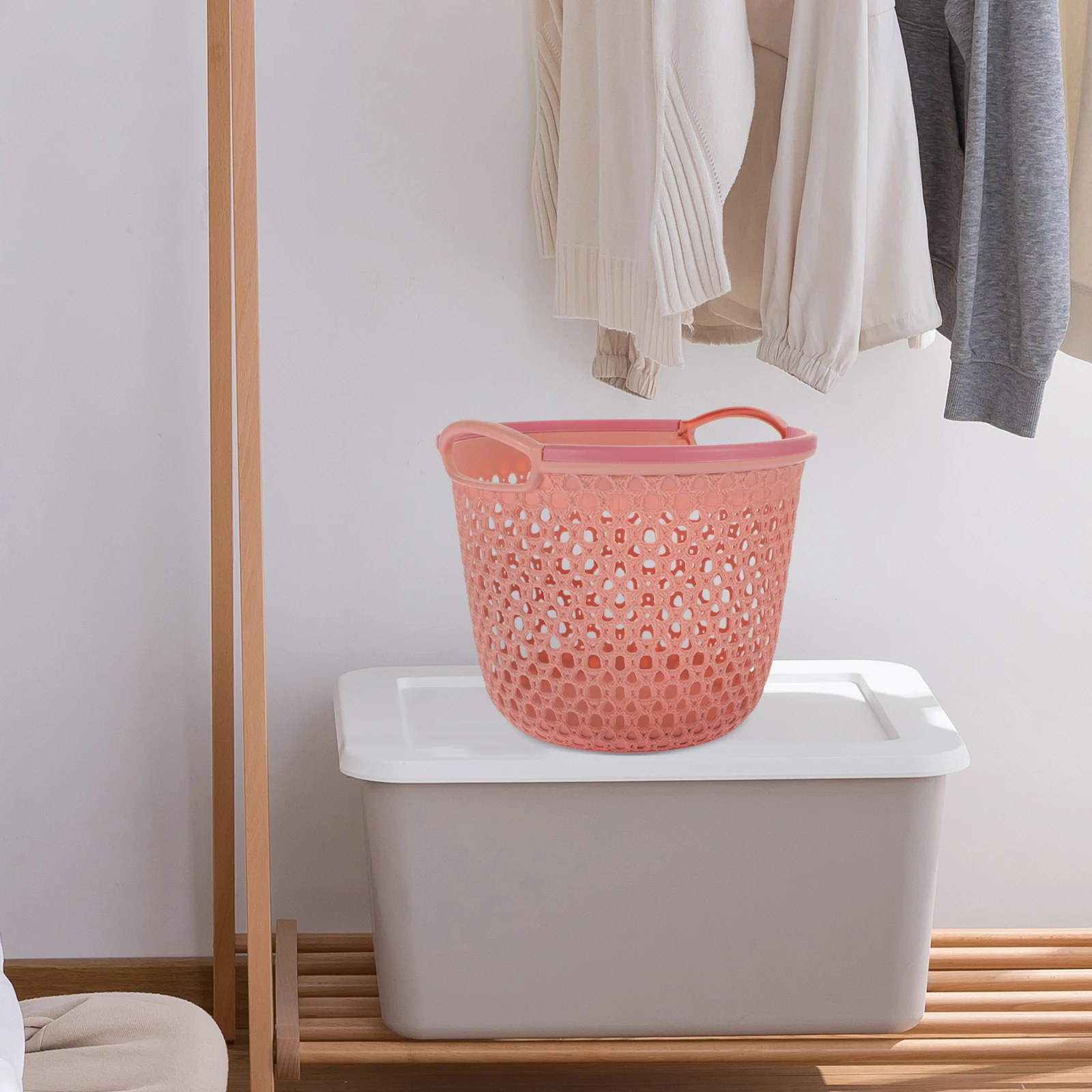 

1pc Portable Lightweight Laundry Hamper Waterproof Foldable Dirty Clothes Organizer Hollow Design Reusable Pp Material For